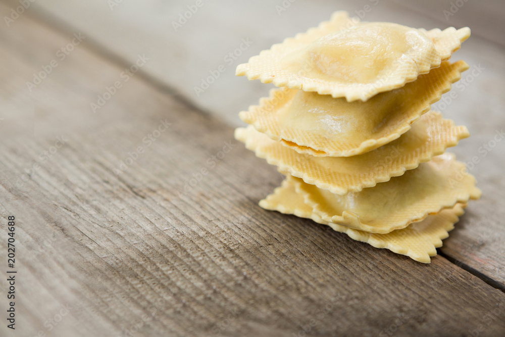 Stack of ravilio pasta Stack of ravilio pasta