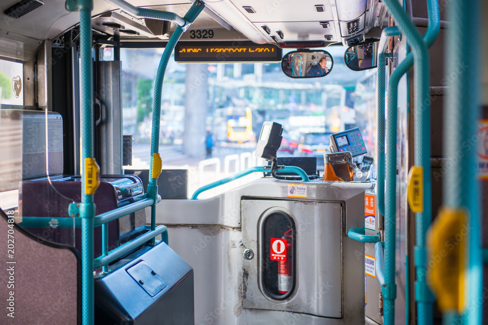 Inside of public bus in Macau Inside of public bus in Macau