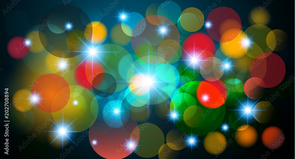 colorful Defocused Light, Flickering Lights, Vector abstract festive background with bokeh defocused lights. 