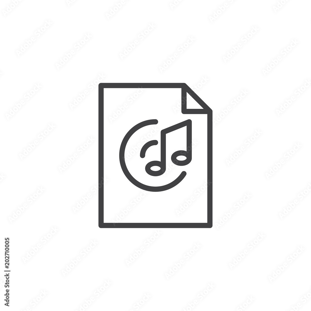 Music file format outline icon. linear style sign for mobile concept and web design. Audio file simple line vector icon. Symbol, logo illustration. Pixel perfect vector graphics Music file format outline icon. linear style sign for mobile concept and web design. Audio file simple line vector icon. Symbol, logo illustration. Pixel perfect vector graphics