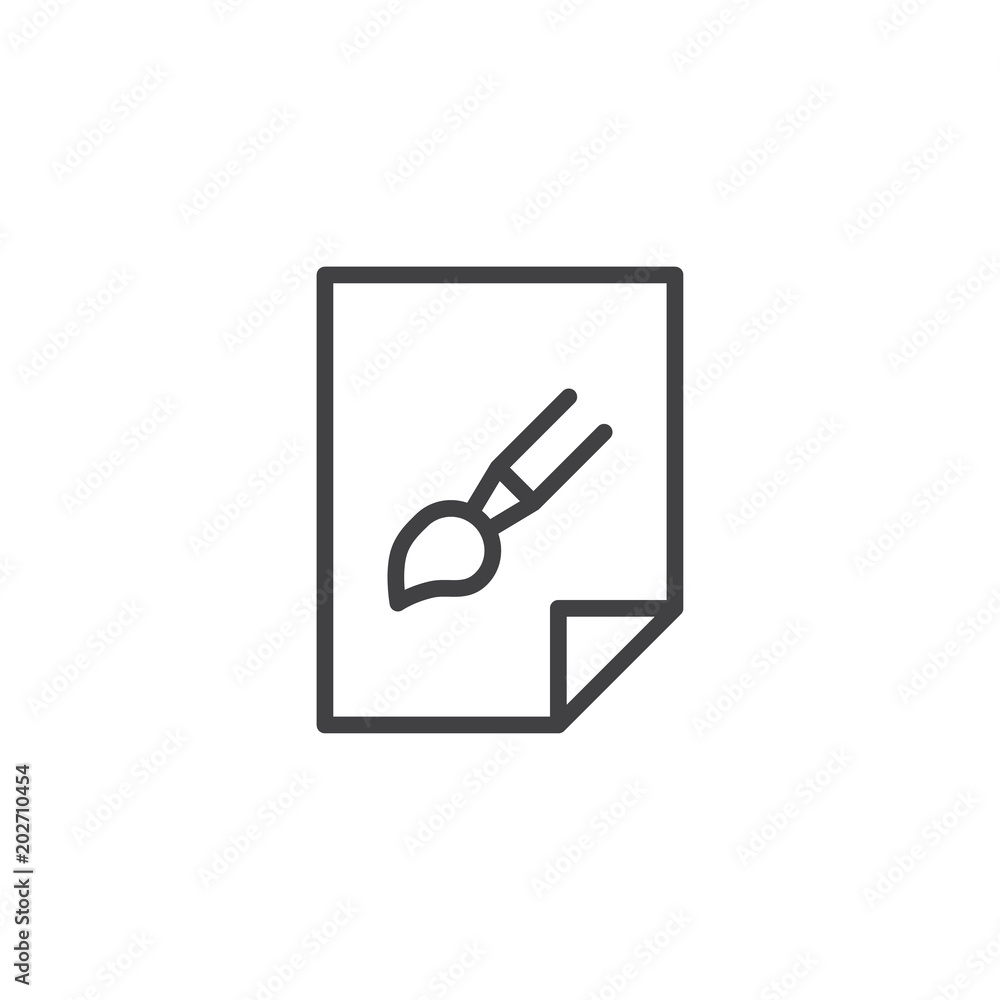 Graphic image file outline icon. linear style sign for mobile concept and web design. Paper with paint brush simple line vector icon. Symbol, logo illustration. Pixel perfect vector graphics Graphic image file outline icon. linear style sign for mobile concept and web design. Paper with paint brush simple line vector icon. Symbol, logo illustration. Pixel perfect vector graphics