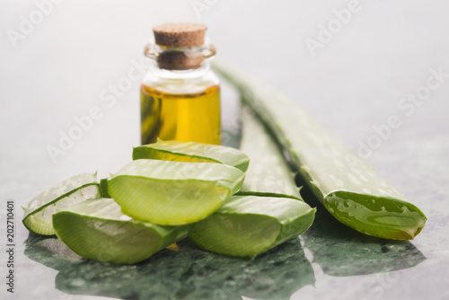 Bottle of aloe vera oil