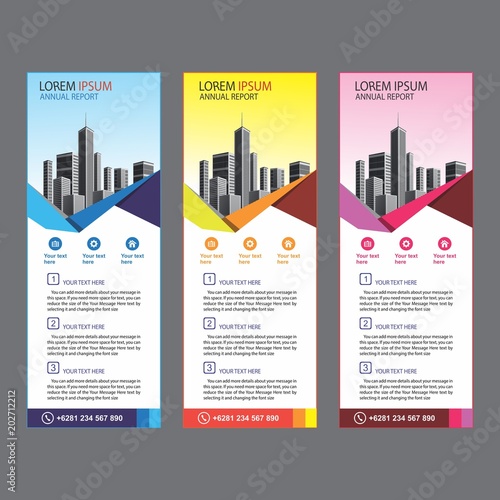 vertical banner design for publication, invitation, business, and illustration 
