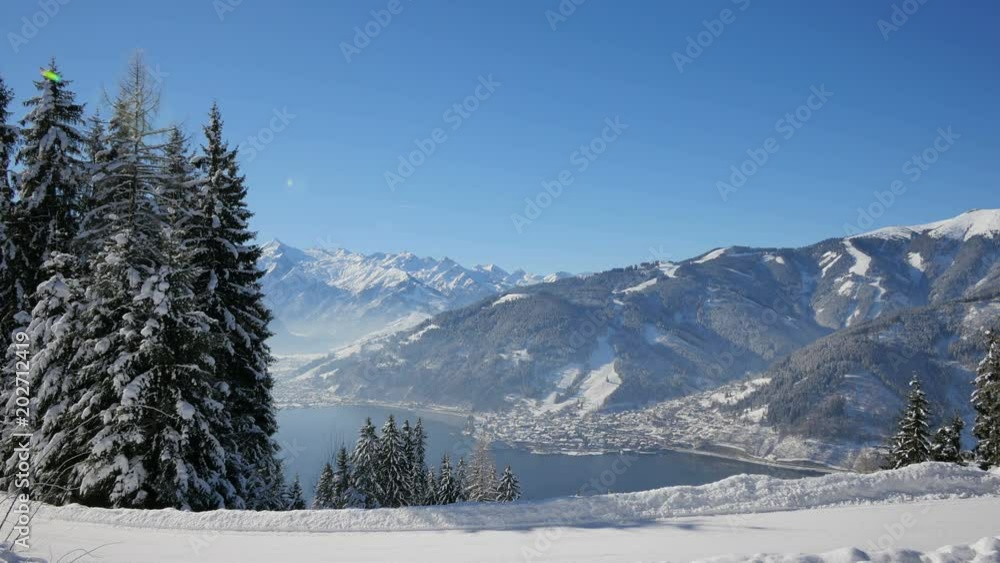 Lake Zell surrounded by mountains during winter Lake Zell surrounded by mountains during winter