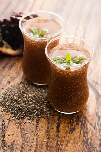 Pomegranate smoothies with chia seeds