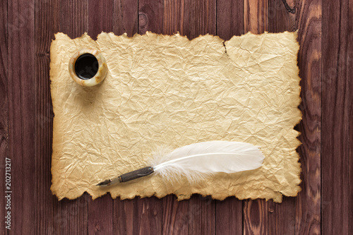 Antique paper, white quill ...