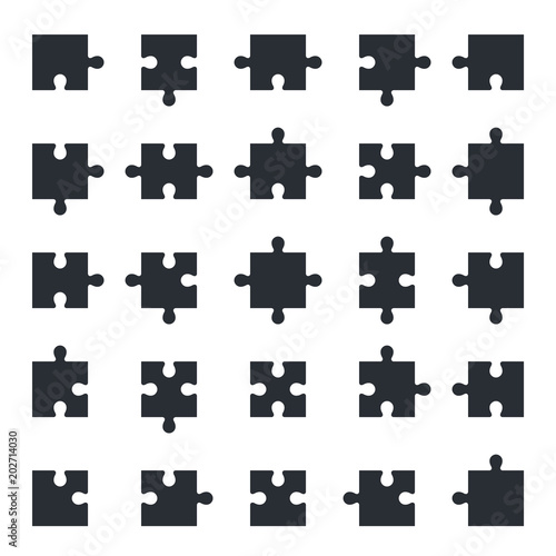 jigsaw puzzle icons, all shapes of puzzle pieces