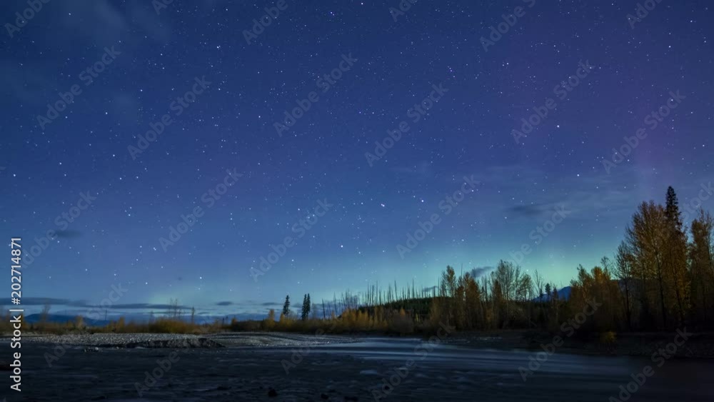 Northern Lights Over Glacier National Park River Northern Lights Over Glacier National Park River