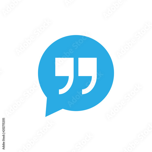 Quote icon. Speech bubble symbol. Vector illustration, flat design.