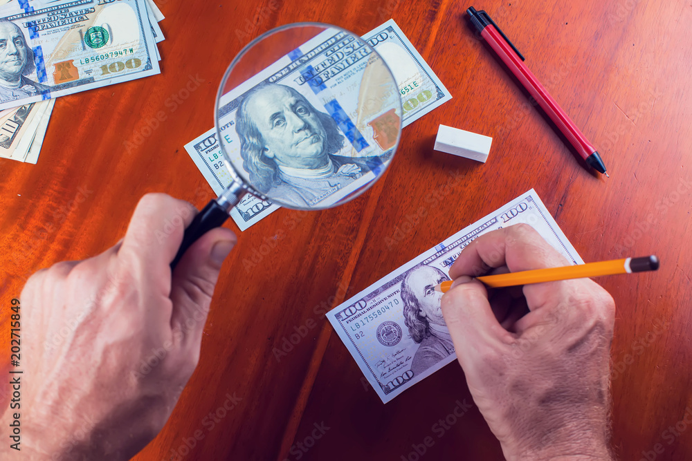 Making fake money. Drawing process of counterfeit money Stock Photo | Adobe  Stock
