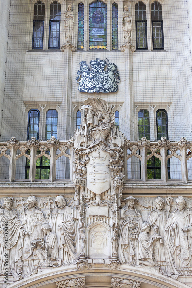 Supreme Court of the United Kingdom, Middlesex Guildhall building, detail of facade, London, United Kingdom