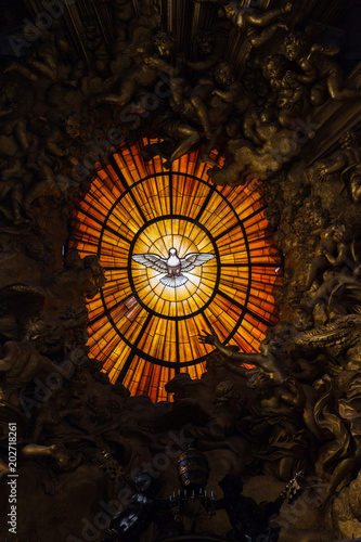 The stained-glass window of the indulgence of the holy spirit