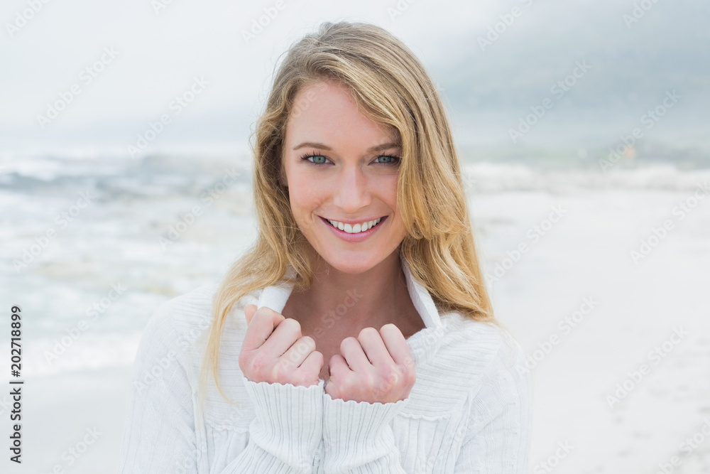 Portrait of a smiling casual young woman at beach Portrait of a smiling casual young woman at beach