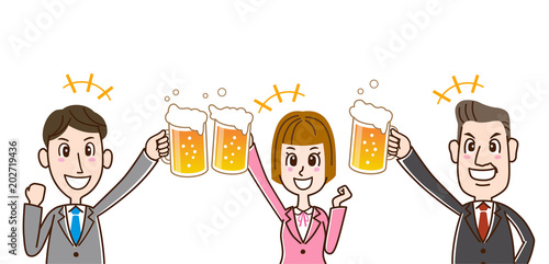 ビールで乾杯するサラリーマンたち