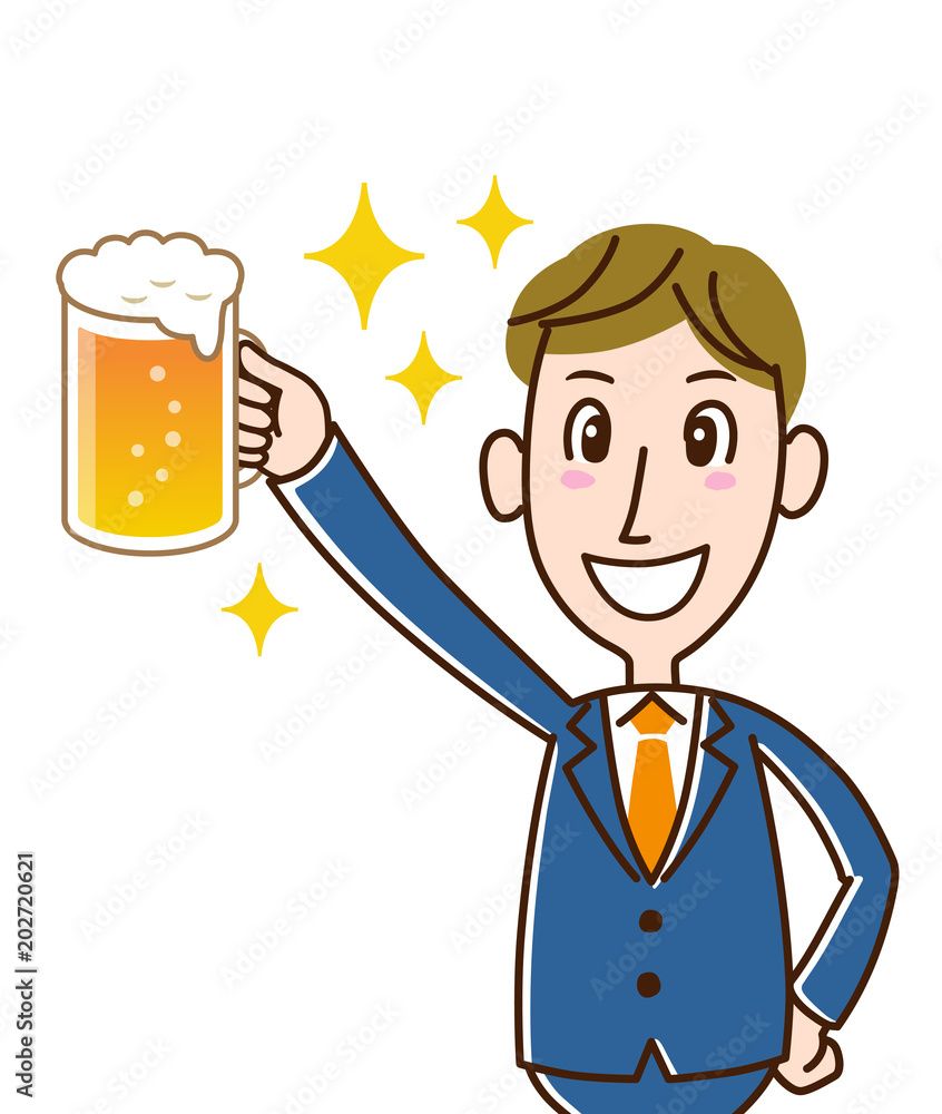 生ビールで喜ぶサラリーマン 生ビールで喜ぶサラリーマン