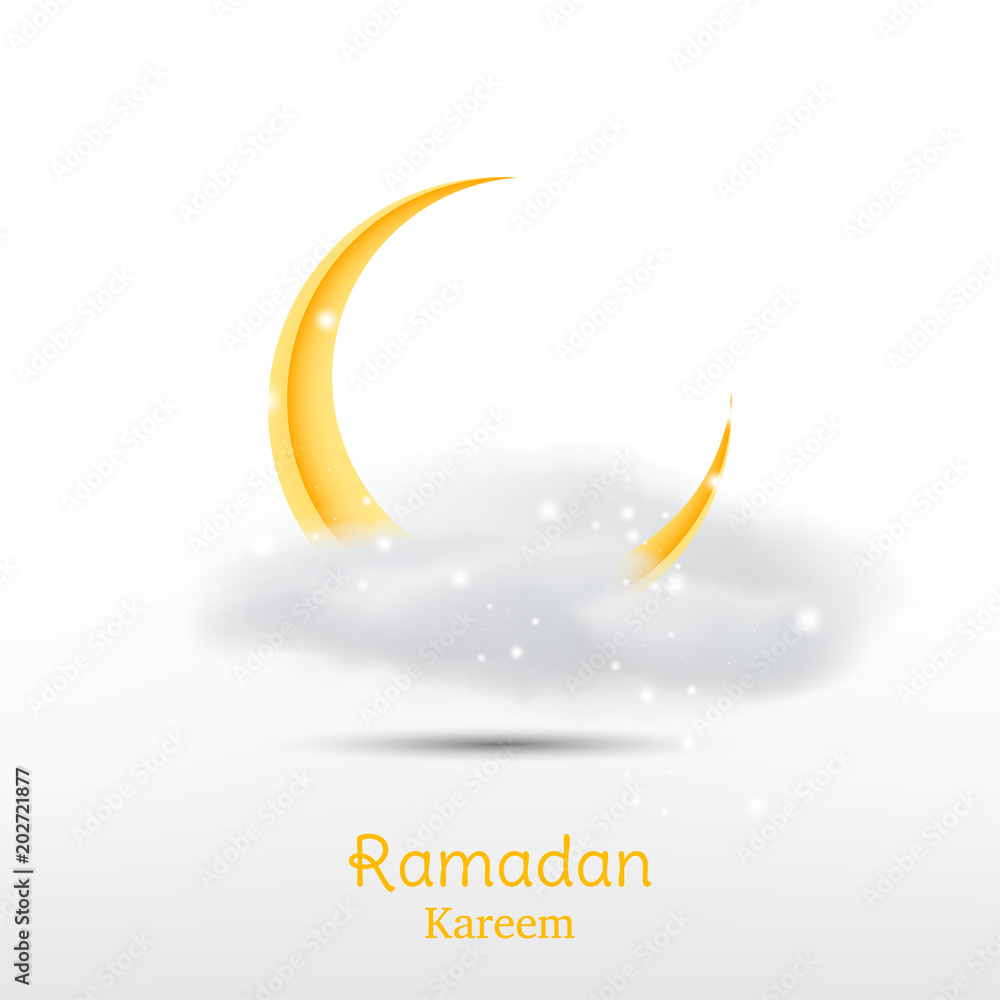 Muslim feast of the holy month of Ramadan Kareem. Greeting card template with crescent moon. Flat vector illustration EPS 10 Muslim feast of the holy month of Ramadan Kareem. Greeting card template with crescent moon. Flat vector illustration EPS 10