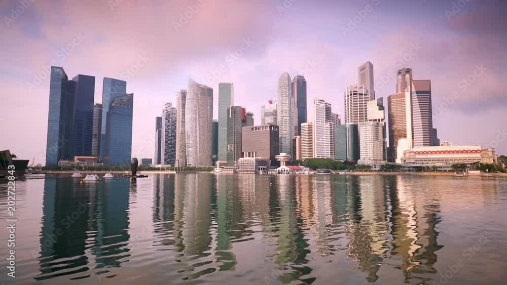 Dawn over Singapore and Reflections. Seamless Loop Dawn over Singapore and Reflections. Seamless Loop