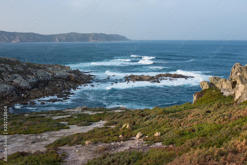 Atlantic ocean summer rocky coastline view in Spain, Europe. Beautiful natural summer vacation travel landscape