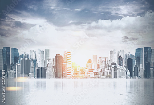 Beautiful modern city panorama, business concept