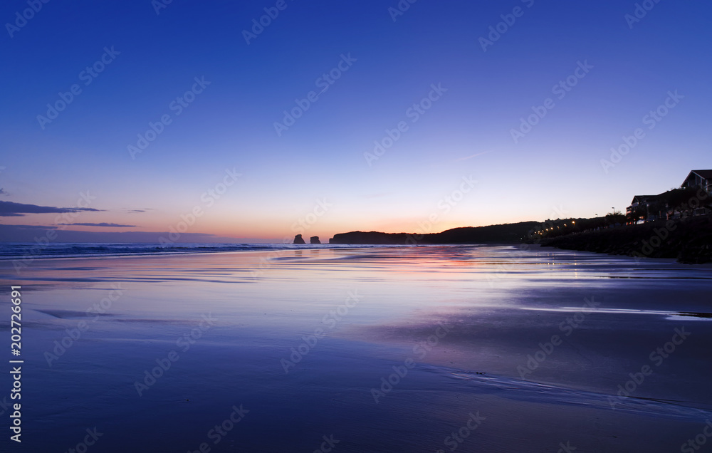 Hendaye beach sunrise in Basque  coast