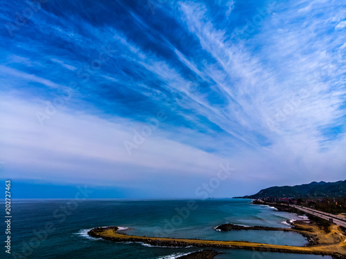 The beautiful drone view to the coast of Black sea
