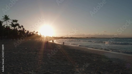 Tropical Carribean Beach Sunset Silhouette