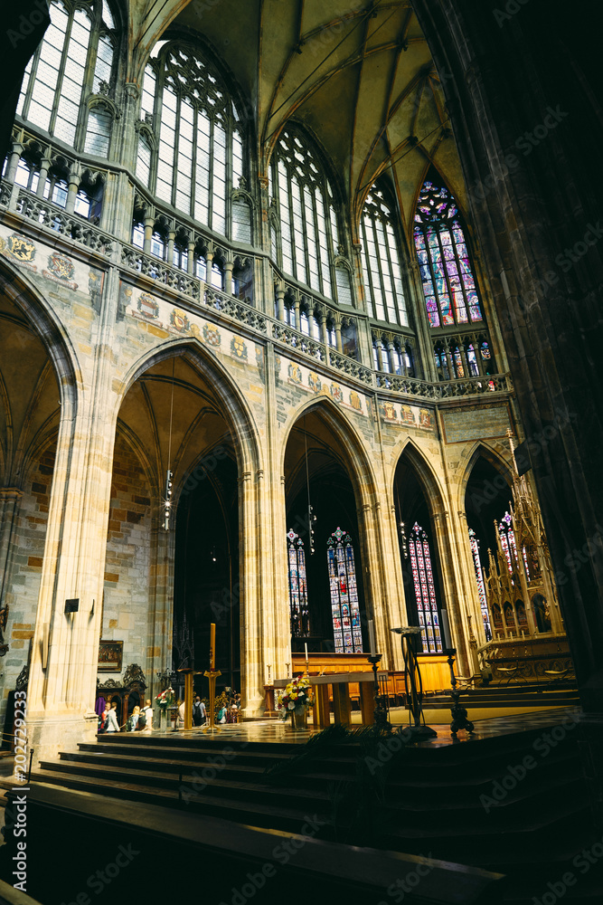 PRAGUE, CZECH REPUBLIC - MAY 17, 2017: St Vitus Cathedral interi