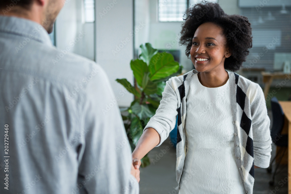 Ταπετσαρία Happy woman shaking hands with colleague