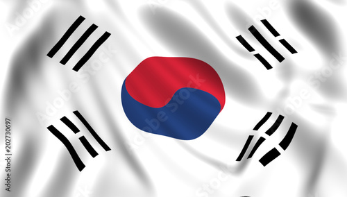 South korean flag blow in the wind silk