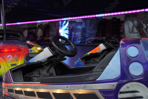 Electric Bumper cars at the amusement park (Festwiese Kleinmesse) in Leipzig, Germany