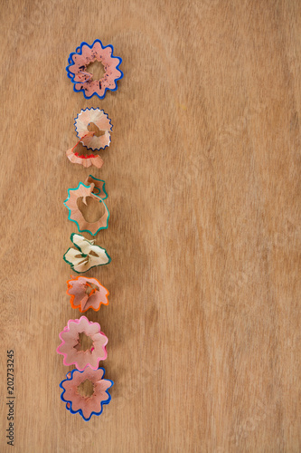 Colored pencil shavings in a flower shape