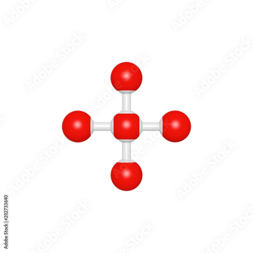 Molecule structure like mathematical operation symbol addition on white background, 3D rendered sign