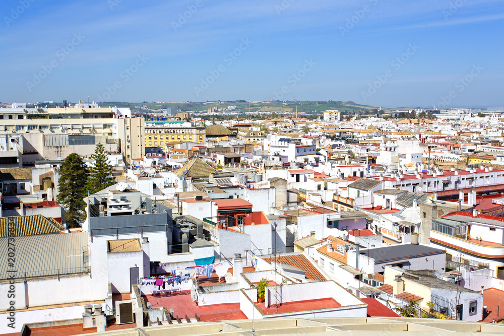 From the top of the Space Metropol Parasol, Setas de Sevilla, one have the best view of the city of Seville, Andalusia