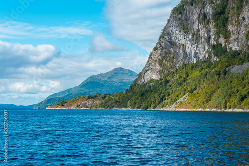 Fjord with mountains landscape (volda, norway)