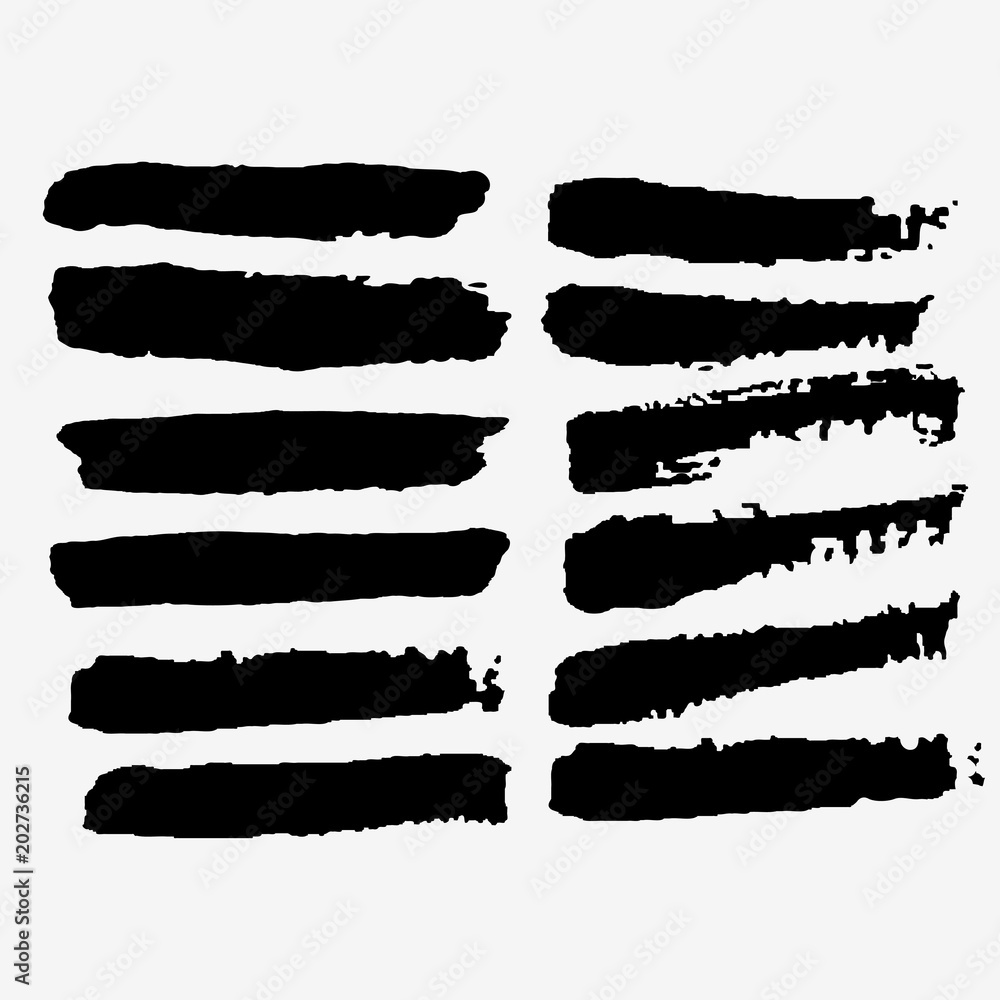 black ink set of brush strokes of paint black ink set of brush strokes of paint