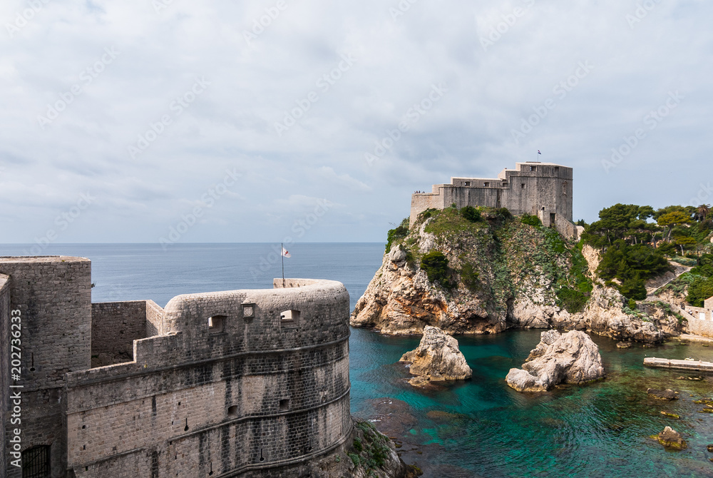 Fortresses Lovrijenac seen from south old walls of Dubrovnik,  Croatia.