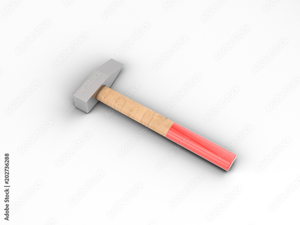 Steel hammer with wooden handle, 3d illustration. Steel hammer with wooden handle, 3d illustration.