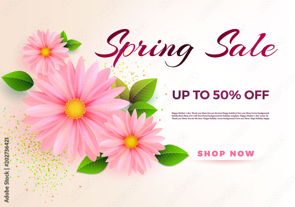 Spring sale s banner template with paper flower on colorful backgruond illustration. Spring sale s banner template with paper flower on colorful backgruond illustration.