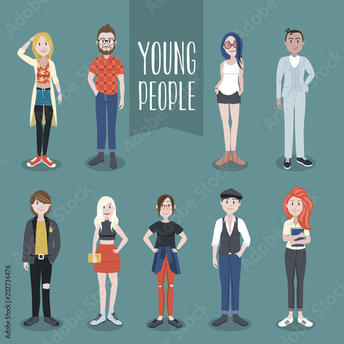 Colección de gente joven