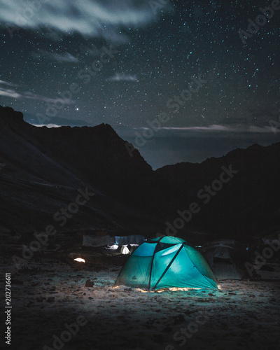 Tent night in stock kangri ladakh India