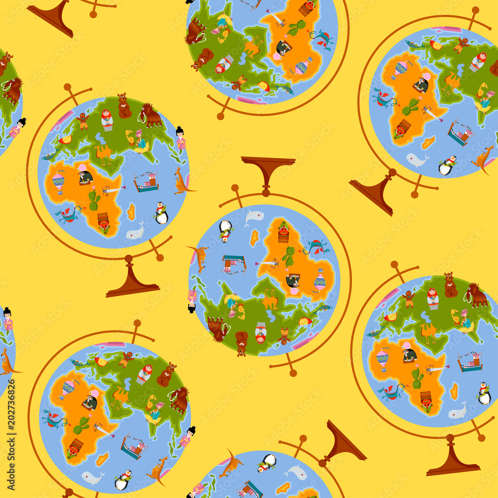 Globe Maps For Children Back To School Seamless Background Pattern   1000 F 202736826 RMQtMRD9IyPyEsnleEI9zEEIeujPlyuT 