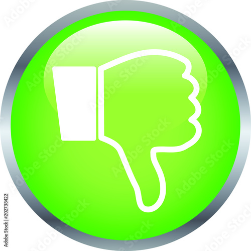 Blue Shiny round button with Thumbsdown mark