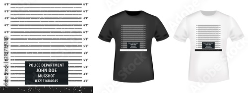 Police mugshot stamp and t shirt mockup