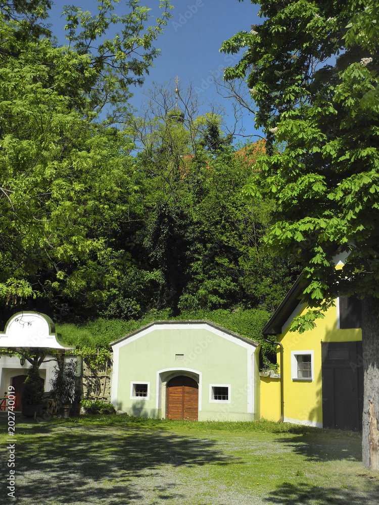 Austria, wine cellars in rural village