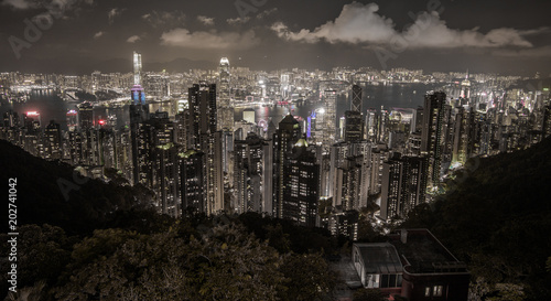 Fototapeta Nocna panorama HongKongu