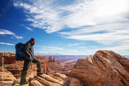 Hiker in Canyonlands National park in Utah, USA