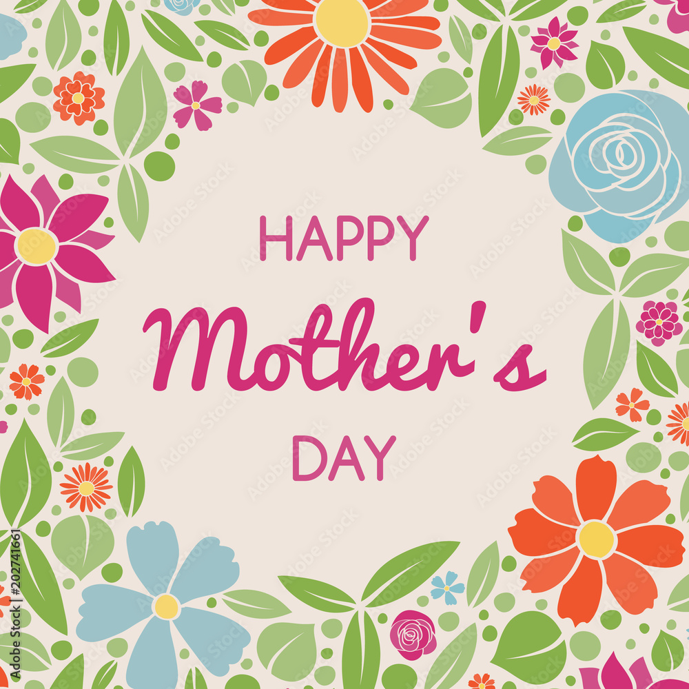 Happy Mother's Day - floral poster with wishes. Vector. Happy Mother's Day - floral poster with wishes. Vector.