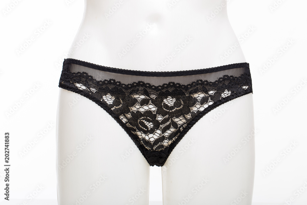Female erotic panties on a white mannequin closeup Female erotic panties on a white mannequin closeup
