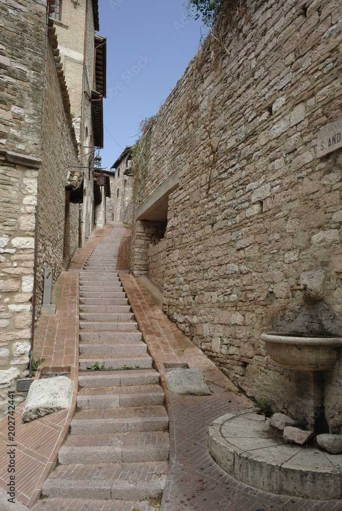 Assisi's city street in italy