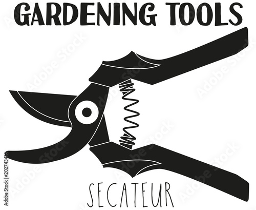 Black and white secateur silhouette.